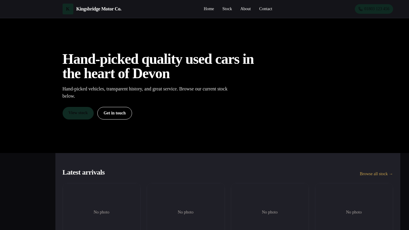 Dealer website — MotorLedger screenshot